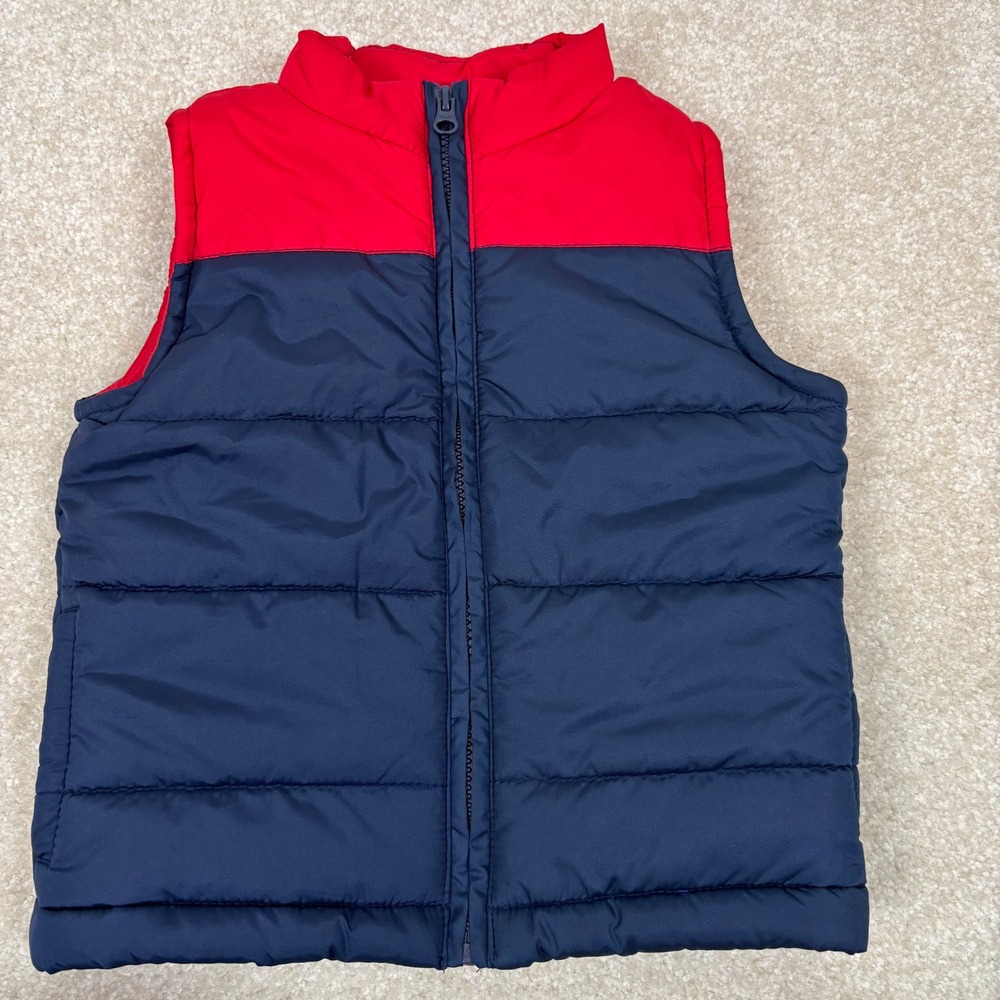 Crown & Ivy Kids Puffer Vest 4T Blue Red Color Block Sleeveless‎ Outerwear